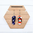 Stars & Stripes Flip Flop Wooden Dangle Earrings - The Flag Lady