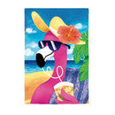 Summer Flamingo Burlap Flag - The Flag Lady