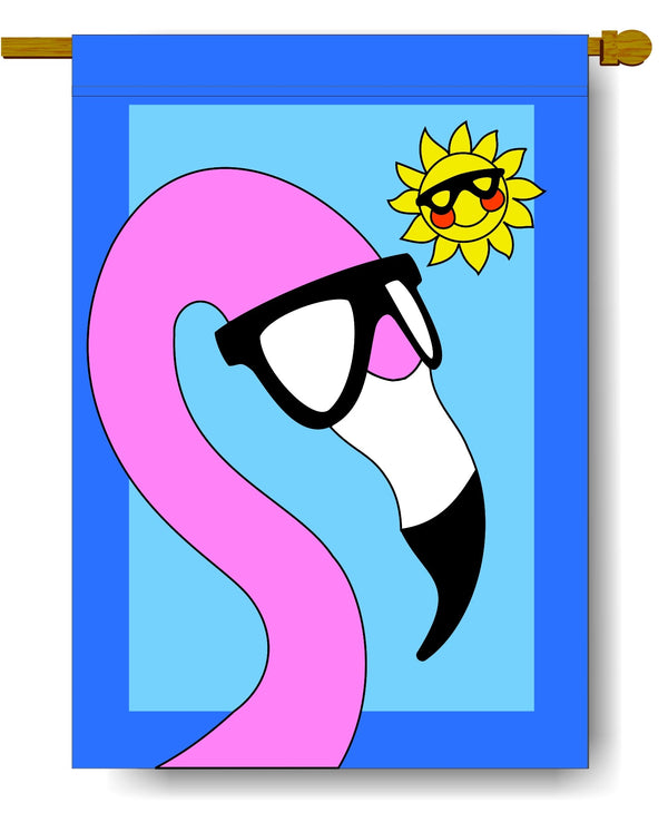 Summer Party Flamingo Banner Flag 28 x 40 inch - The Flag Lady