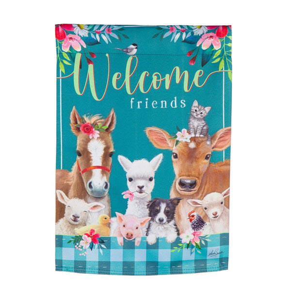 Sweet Farm Friends Suede Garden Flag - The Flag Lady