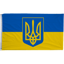 Ukraine Flag with Trident Coat of Arms - The Flag Lady