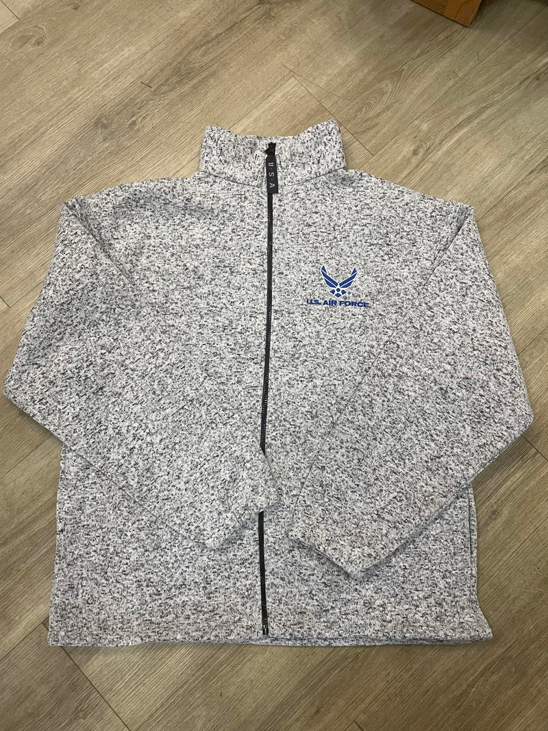 USA Made Full Zip Front Tweed Jacket - Air Force