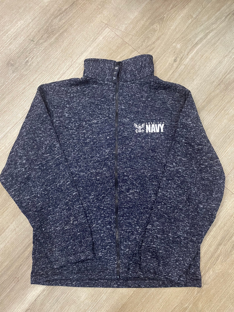 USA Made Full Zip Front Tweed Jacket - Navy