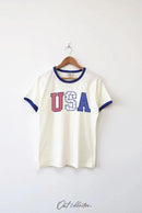 USA with Pattern Graphic T-Shirt - The Flag Lady