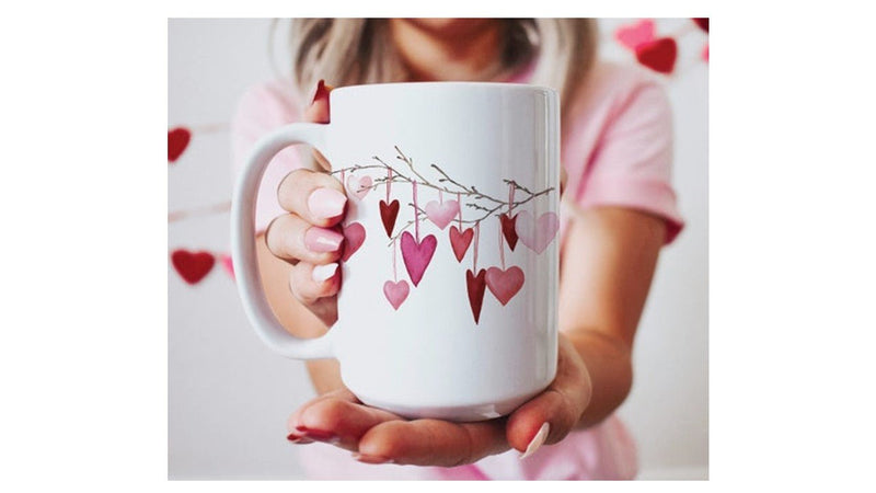 Valentine's Day Hearts on Branch 15 oz Mug - The Flag Lady