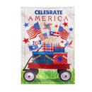 Vintage Patriotic Wagon Garden Flag - The Flag Lady