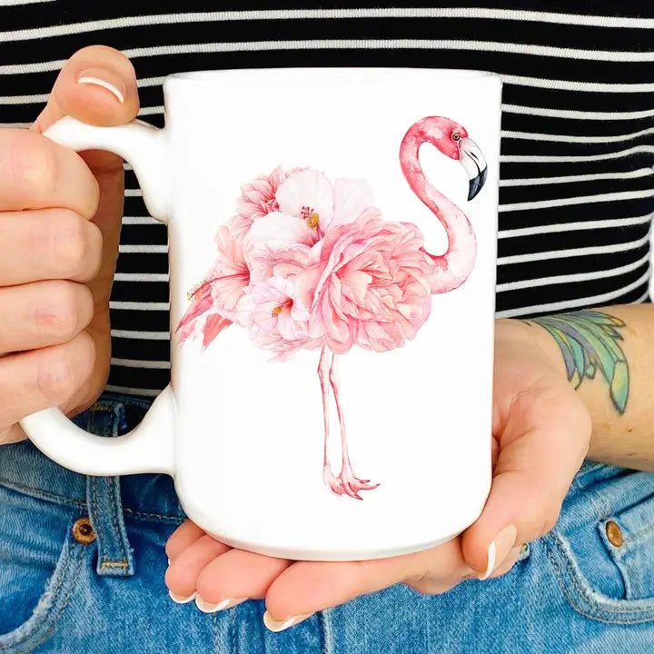 Watercolor Flamingo 15 oz Mug - The Flag Lady