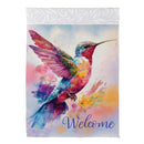 Watercolor Hummingbird Suede Garden Flag - The Flag Lady