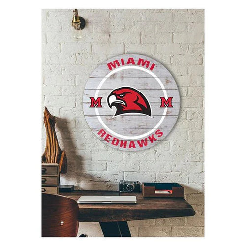 Weathered Helmet Sign Miami of Ohio Redhawks