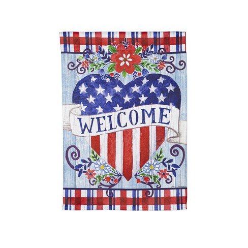 Welcome Heart Garden Suede Flag - The Flag Lady