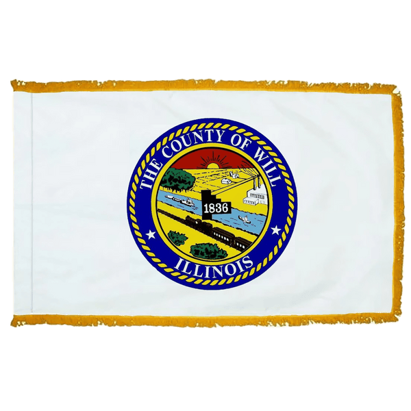 Will County Illinois Flag - 3x5ft Indoor w/Fringe - The Flag Lady