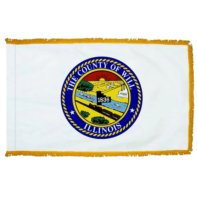 Will County Illinois Flag - 3x5ft Indoor w/Fringe - The Flag Lady