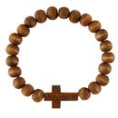 Wood Bead Bracelet - Blue, Natural, Dark Brown - The Flag Lady