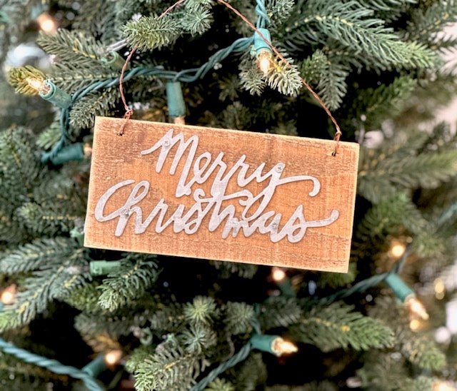 Wooden Merry Christmas Ornament - The Flag Lady