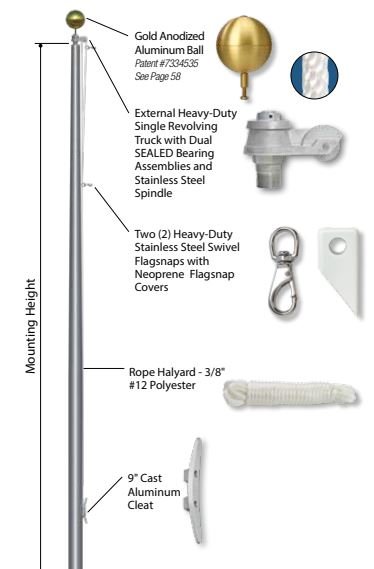 Xtreme External Single Revolving Rope Halyard Flagpole - The Flag Lady