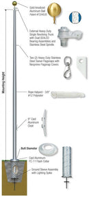 Xtreme Series External Single Revolving Flagpoles - The Flag Lady