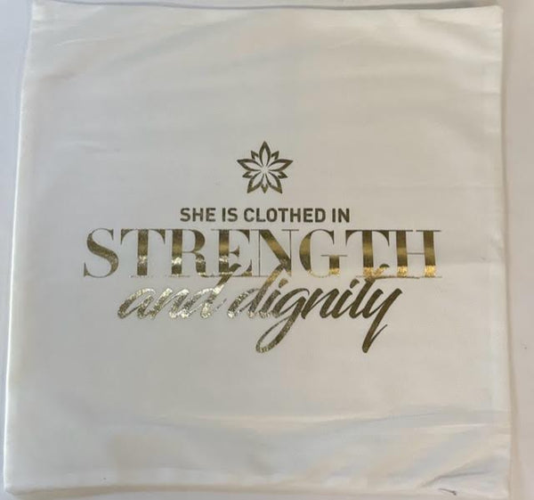 SG Faith Inspired Pillow Cover -"She is Clothed in Strength"-