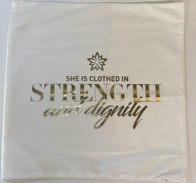 SG Faith Inspired Pillow Cover -"She is Clothed in Strength"-