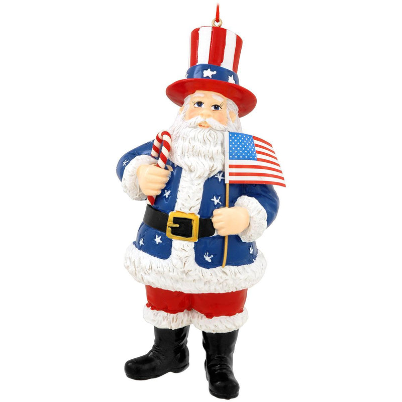 USA Santa w/Flag Ornament