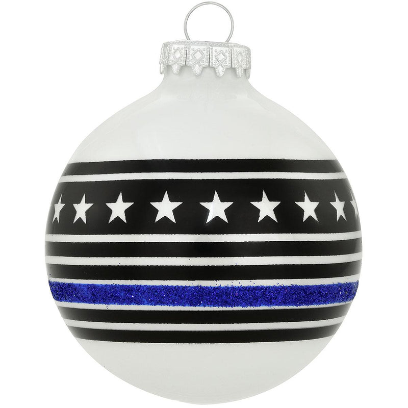 Thin Blue Line Glass Ornament