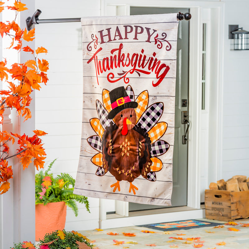 Pilgrim Turkey Burlap Banner Flag