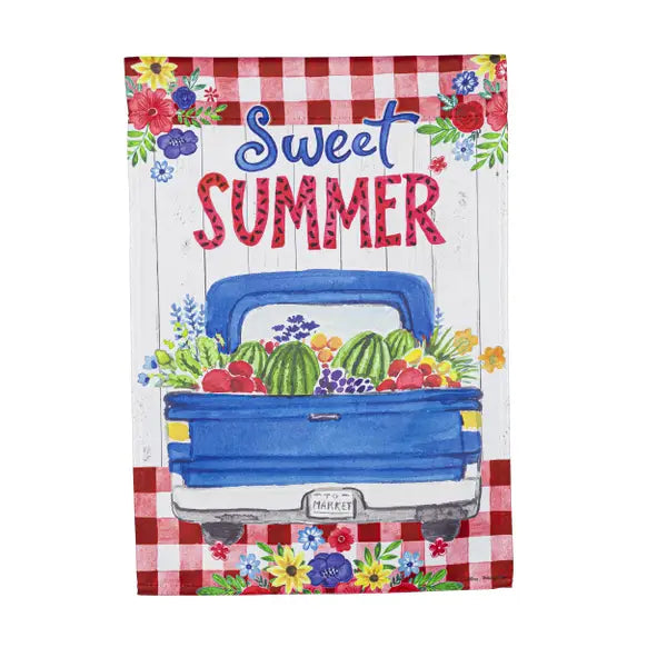 Sweet Summer Truck Garden Suede Flag
