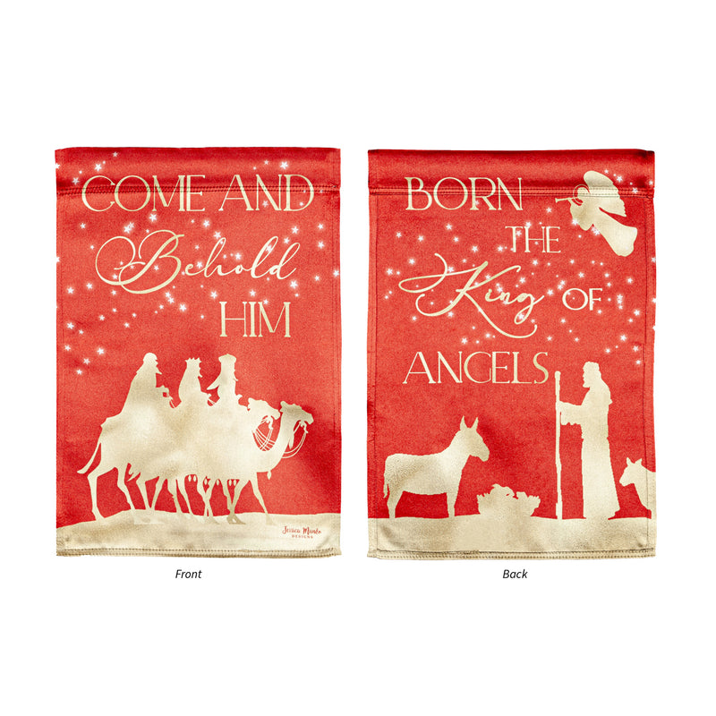 Red and Gold Christmas Night Garden Lustre Front & Back Flag