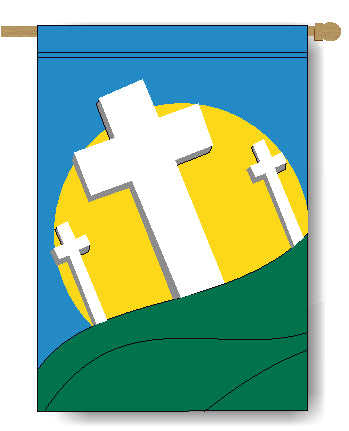 Crosses of Calvary Banner Flag 28 x 40 inch Religious, Easter