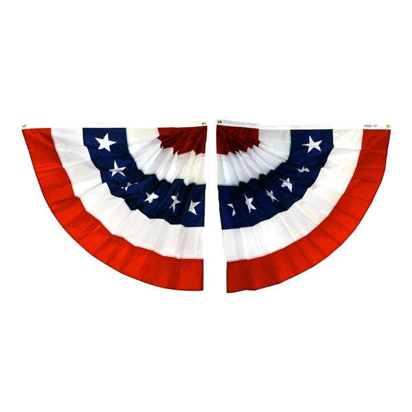 3x3 ft Nylon Pre - pleated Half Fan Bunting w/ Stars (One Pair) - The Flag Lady
