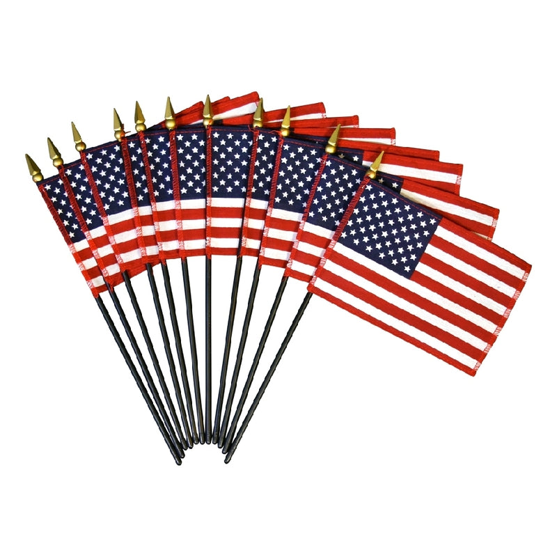 4 in. X 6 in. Verona Brand U.S. Flag with 3/16 in. X 10 in. Back Staff with Gold Spear Tip