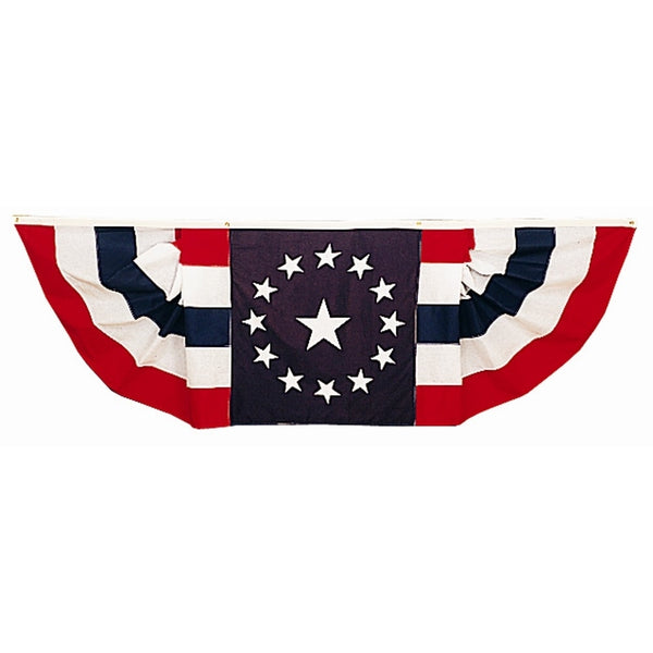 Welcome Bunting with Colonial Star Pattern in the Center Cotton Sheeting- 3 ft. X 9 ft.