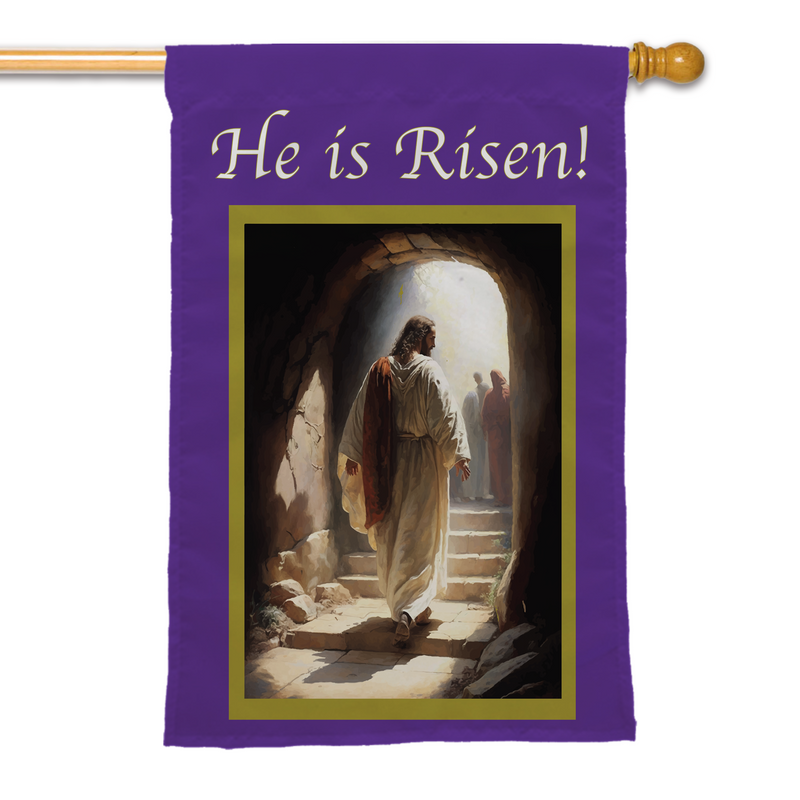 He is Risen: Jesus Walking out of Tomb Flags