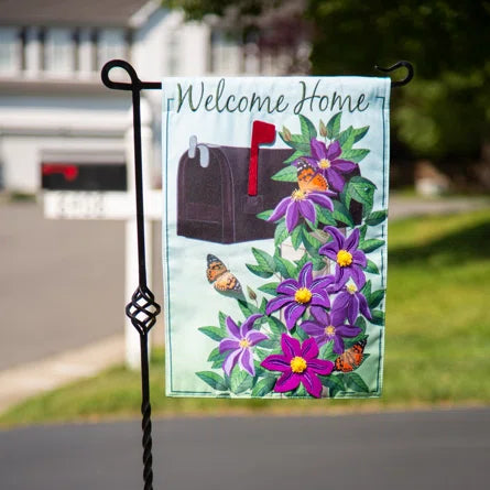 Home Clematis Mailbox Linen Garden Flag