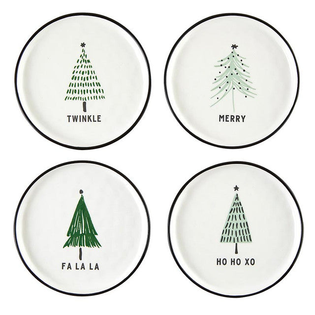 Green Holiday Dish Set of 4-Trees