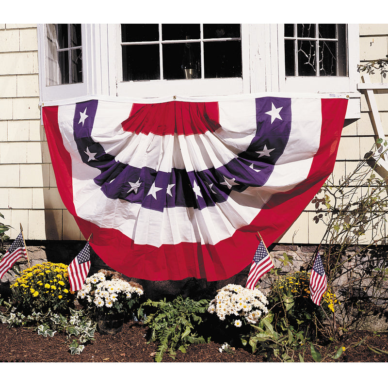 3 ft. X 6 ft. Pre-pleated Fan Bunting Decoration with Stars . Fade resistant Nyl-Glo fabric.
