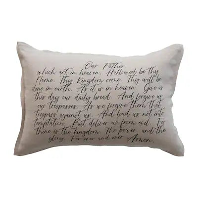 Our Father Linen Printed Lumbar Pillow w/ Poly Fill (24x16")