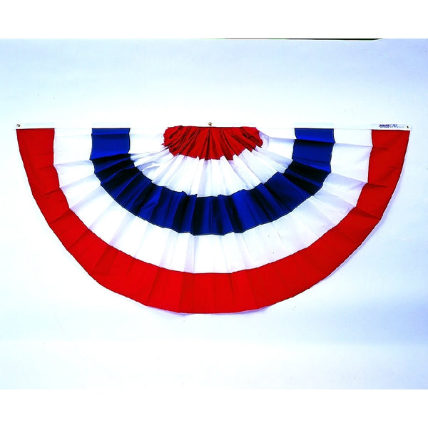 3 ft. X 6 ft. Large Pre-pleated Fan Bunting Decoration with Stripes. Polycotton blend.