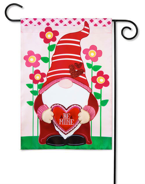 Valentine Gnome Applique Garden Flag