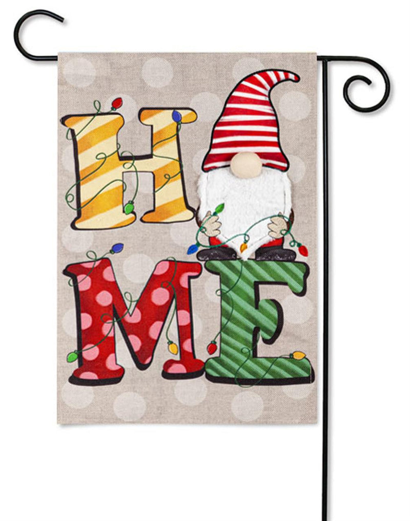 Christmas Home Gnome Burlap Flag