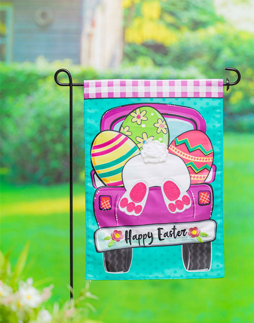 Easter Truck Bunny Bottom Applique Garden Flag