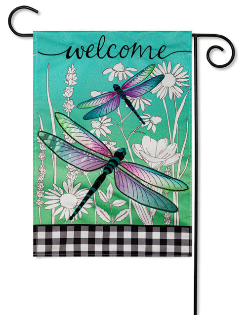 Dragonflies and Wildflowers Garden Flag