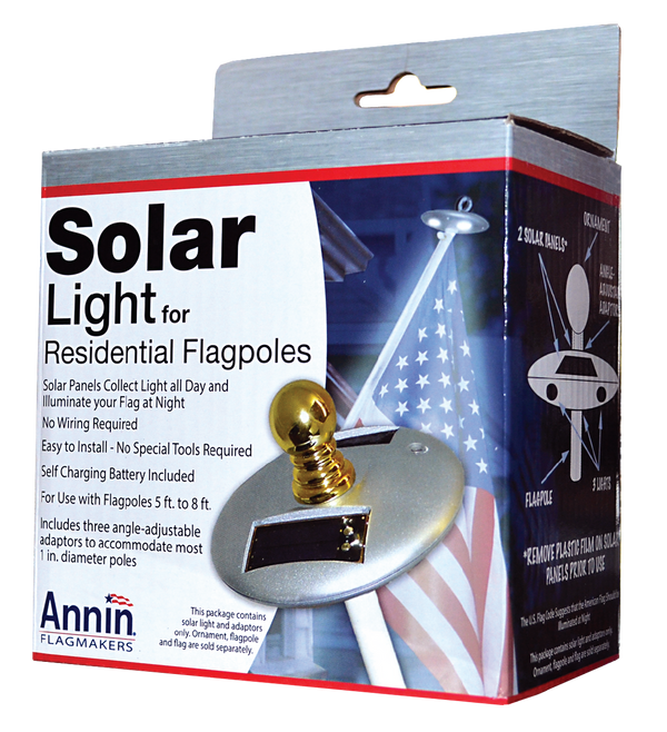 Solar Powered Light for Home-Mounted Flagpole