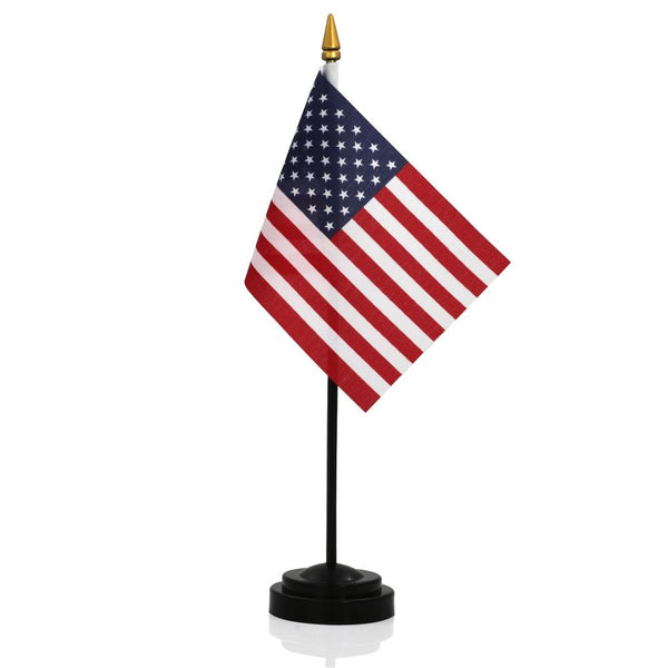 4 in. X 6 in. Miniature Set with U.S. Flag and Black Plastic Base