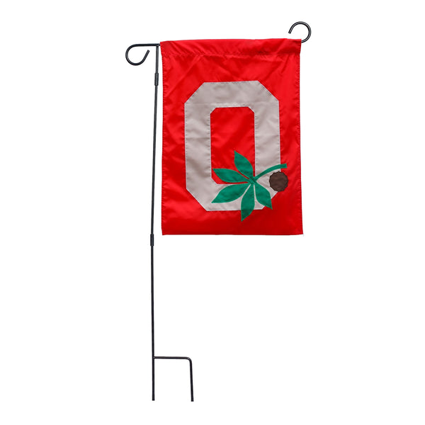 Ohio State Buckeyes Block O Leaf & Nut Garden Flag