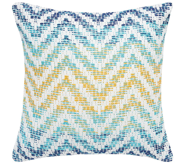 Chevron Pattern Pillow Blue Teal and Yellow