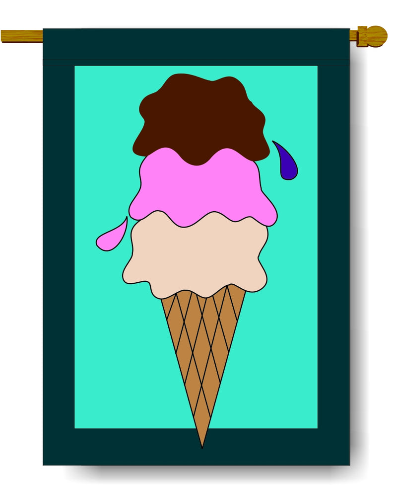 Ice Cream Cone Banner Flag 28 x 40 inch Summer