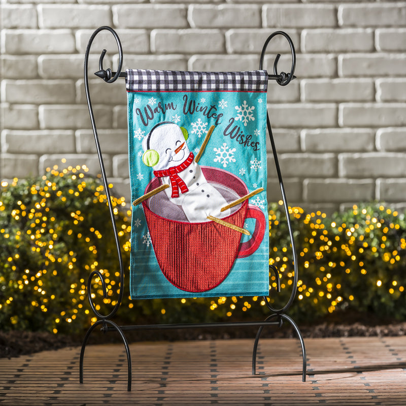 Marshmallow Snowman Linen Garden Flag