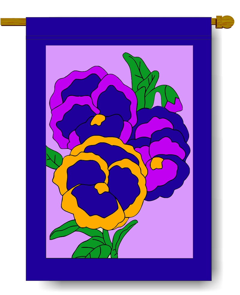 Purple Pansy Banner Flag 28 x 40 inch Flowers, Spring, Summer