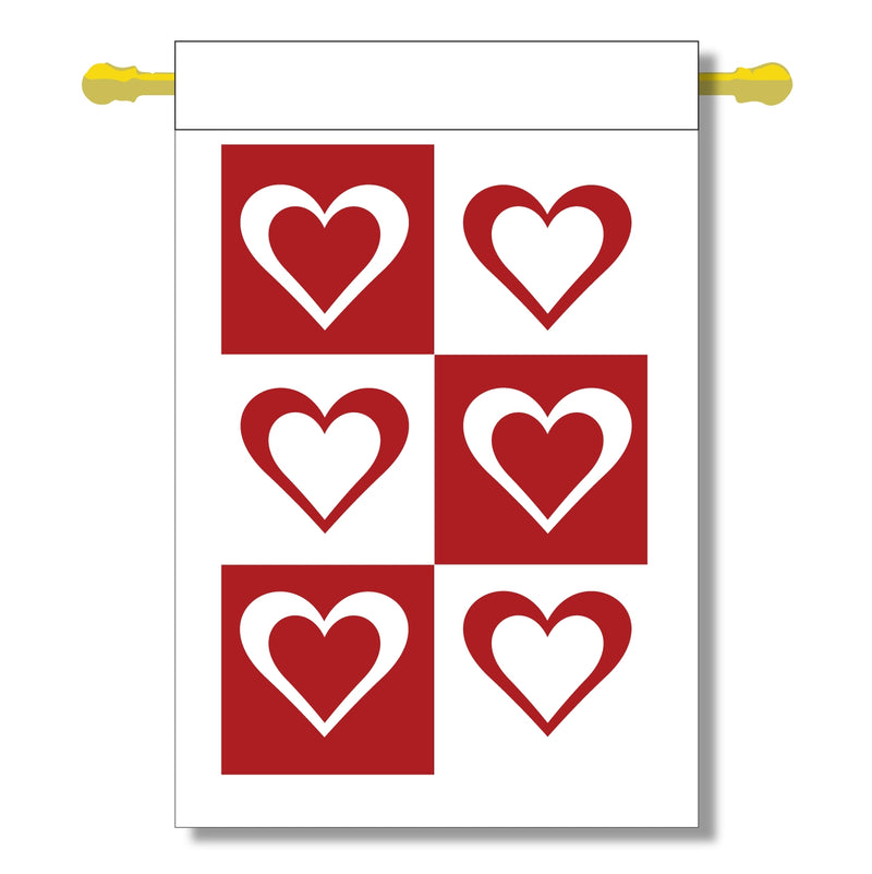 Heart Quilt Banner Flag 28 x 40 inch Valentine's Day