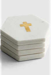 Gold Cross - Marble Coasters (set of 4)